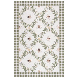 SAFAVIEH Chelsea Collection Accent Rug - 3'9" x 5'9", Ivory & Green, Hand-Hooked French Country Wool, Ideal for High Traffic Areas in Entryway, Living Room, Bedroom (HK55A)