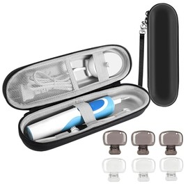 Estuche para Cepillo de Dientes Universal con 6 Protectores, Estuche de Viaje Portátil y Rígido con Bolsillo Interno, Material EVA Compatible con Cepi