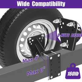 Qualward Spare Tire Mount Bracket for Trailer & Carrier - 160lbs Capacity, Fits 5 & 6 & 8 Lugs Wheels on 4.5",4.75",5.0",5.32",5.5",6.5",6.7",7.1" Bolt Patterns, Triple Anti-Loose Design