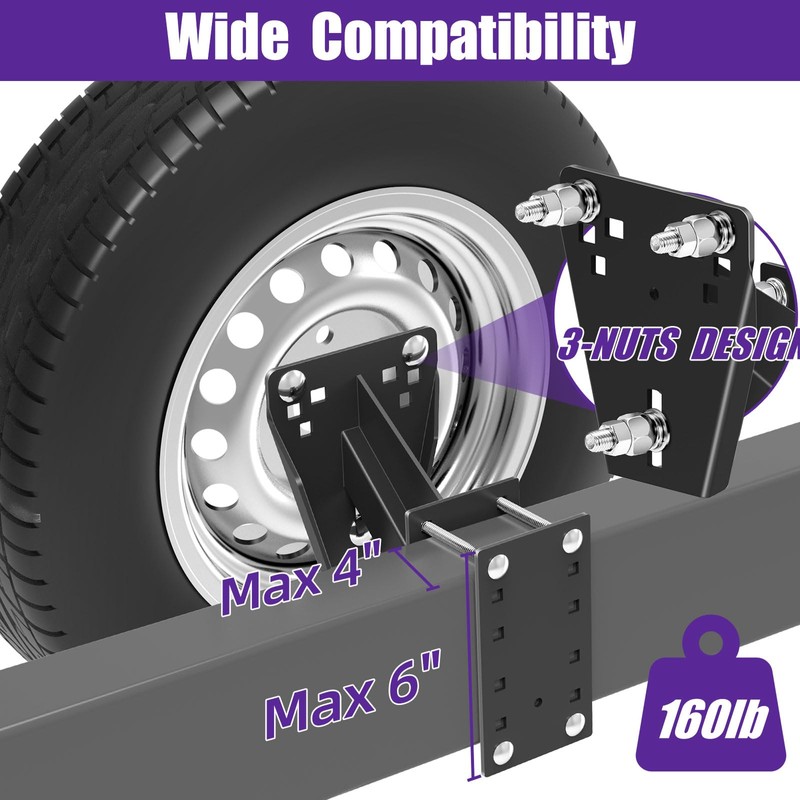 Qualward Spare Tire Mount Bracket for Trailer & Carrier -