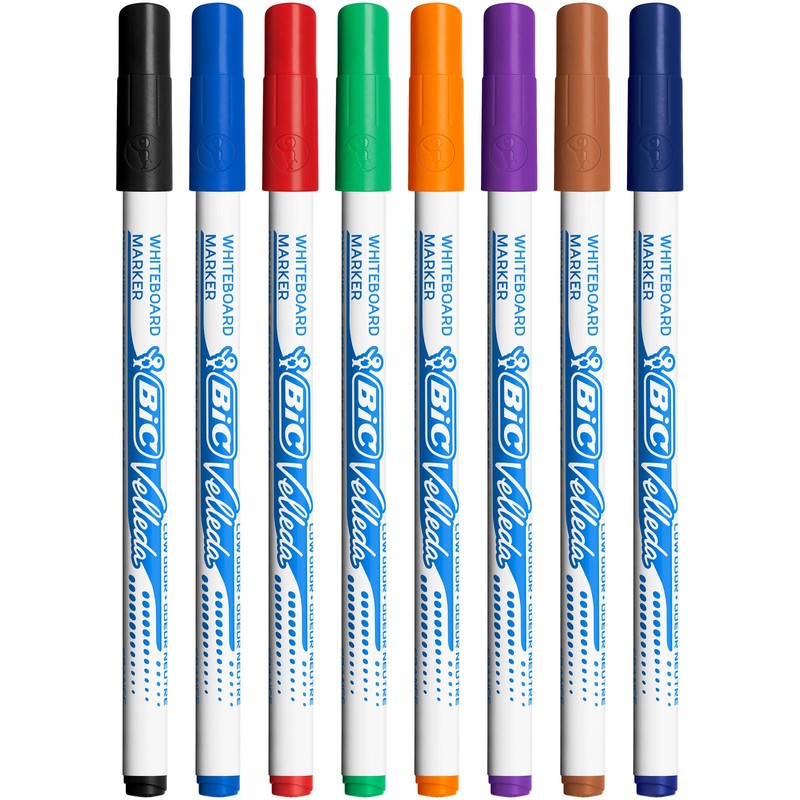 BIC Velleda Whiteboard Pens, Dry Wipe Markers in Black, low