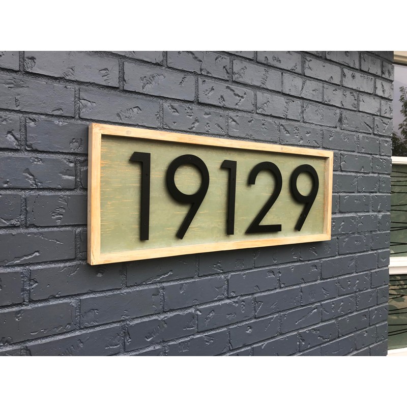 8 inch Large Modern House Numbers for outside, Black plastic
