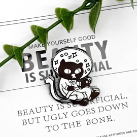 Cartoon Spacefaring Cat Pin - Animal World Series - Enamel Lapel Pin - Plated Badge for Clothing, Bags, and Lanyards