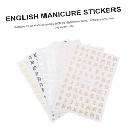 SAFIGLE 10 Sheets English Letters Nail Stickers Abstract Design Nail Art Decals for Creative DIY Manicure Colors for Parties and Special Events