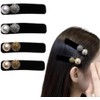 4Pcs Pearl Crystal Edge Snap Clip Hairclip for Women Side