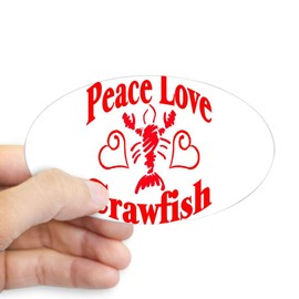 CafePress Peace Love Crawfish Oval Bumper Sticker, Euro Oval Car Decal