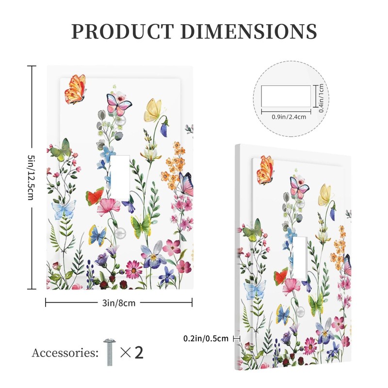 Boho Butterfly Wild Flower Floral Garden Single Toggle Light Switch
