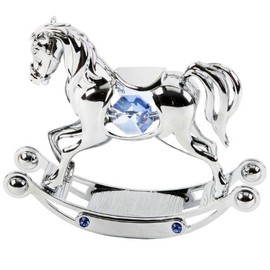 Crystocraft Chrome Plated Rocking Horse With Blue Crystals
