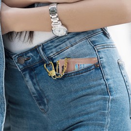 SEAVILIA Card Holder Keychain Wallet for Women with ID Window RFID Coin Purse Bee Gifts Slim Minimalist Small Wallet