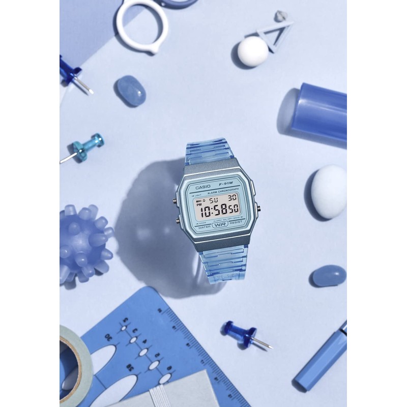 Casio Collection Digital Wristwatch, Resin, Clear, blue (clear blue), 1