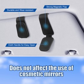 Romon Brillenhalter für Auto, Sonnenbrillenhalter Auto, Magnet Auto brillenhalter Leder Multifunktionaler Aufbewahrungsclip Brillenetui Auto Zubehör Passend Halterung für alle Automodelle, Schwarz