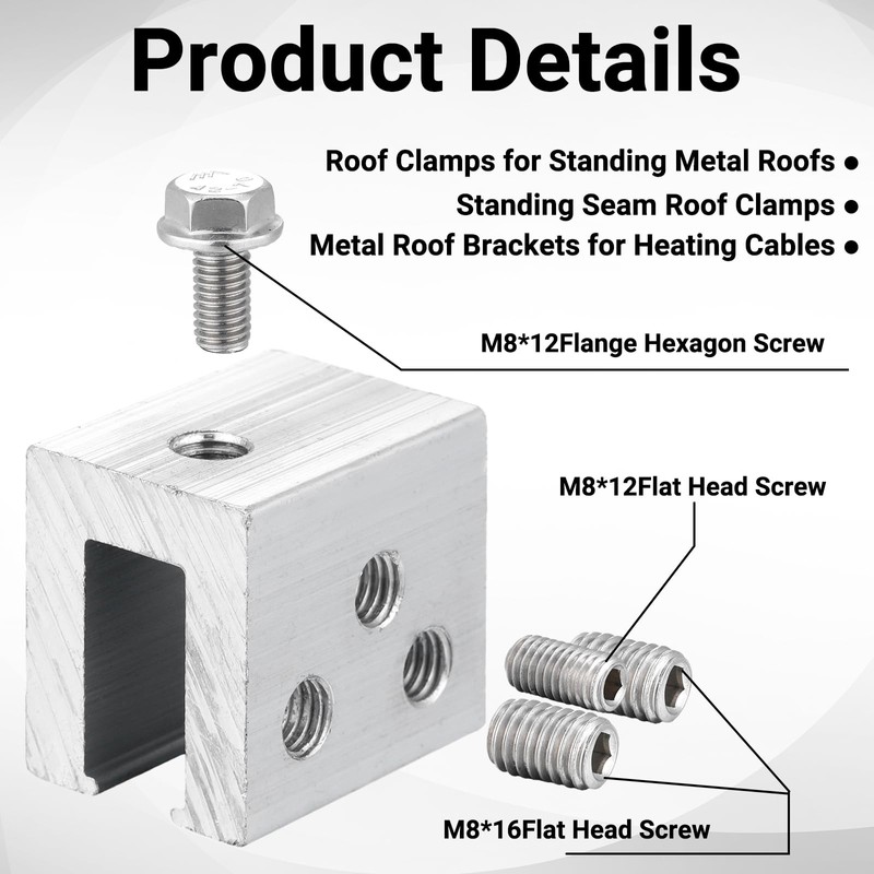 Tandefio 24 Sets Roof Clamp for Standing Metal Roof Standing