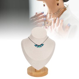 Necklace Display Stand, Flannel Jewelry Easel Necklace Chain Display Bust Stand Tower Rack Trade Show Jewelry Holder, Mannequin Jewelry Bust Display Holder for Home Bedroom (Beige)