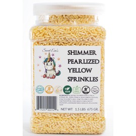 SHIMMER PEARLIZED YELLOW SPRINKLES-Jimmies,Cupcakes,Cookies,Cakes,Decorating,Topper,Bulk Candy,Dairy Free, Nut Free, Gluten Free, Soy Free, Vegan, Egg Free, Kosher