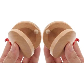 Wooden Castanet, Percussion Instrument - 2Pcs Hand Finger Castanets, Wood Castanets Classroom DIY Rhythm Music Musical Instrument