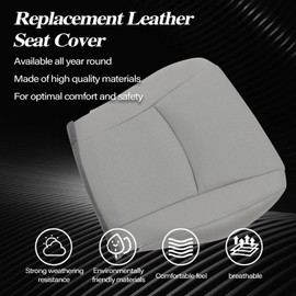 SecosAutoparts Gray Front Driver Side Bottom Microfiber Leather Seat Cover Replacement Compatible with Toyota Highlander 2008 2009 2010 2011 2012 2013