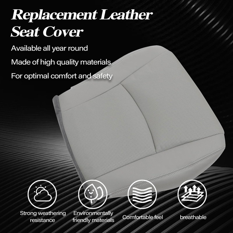 SecosAutoparts Gray Front Driver Side Bottom Microfiber Leather Seat Cover