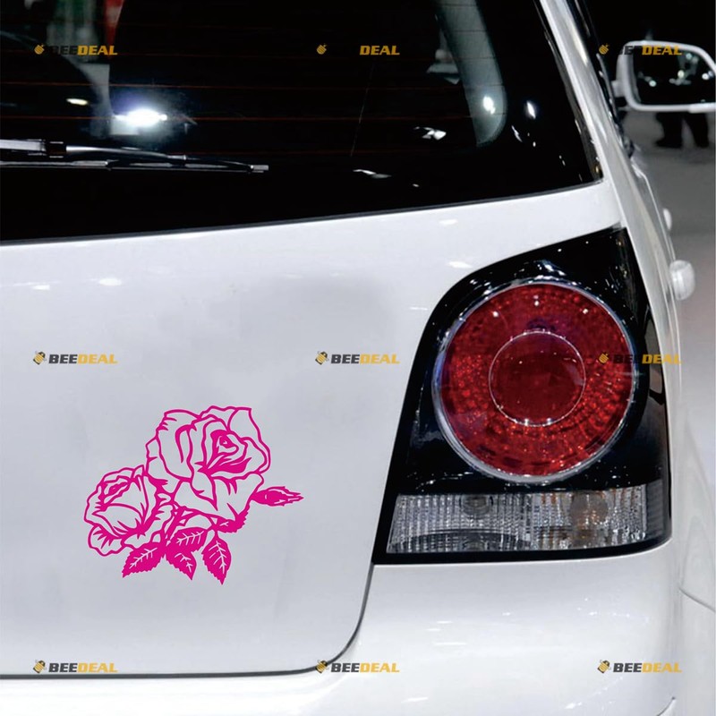 Rose Flower Floral with Leaves Sticker Decal Vinyl - Hot