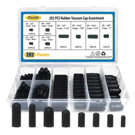 Vacuum Caps Rubber Plug Kit - 202 PCS 8 Size Assorted Vacuum Plugs Hose End Caps Assortment Kit for Carburetor, Manifold, Automotive 3/16'' 5/16" 7/32" 1/4" 5/32'' 3/8'' 1/8''