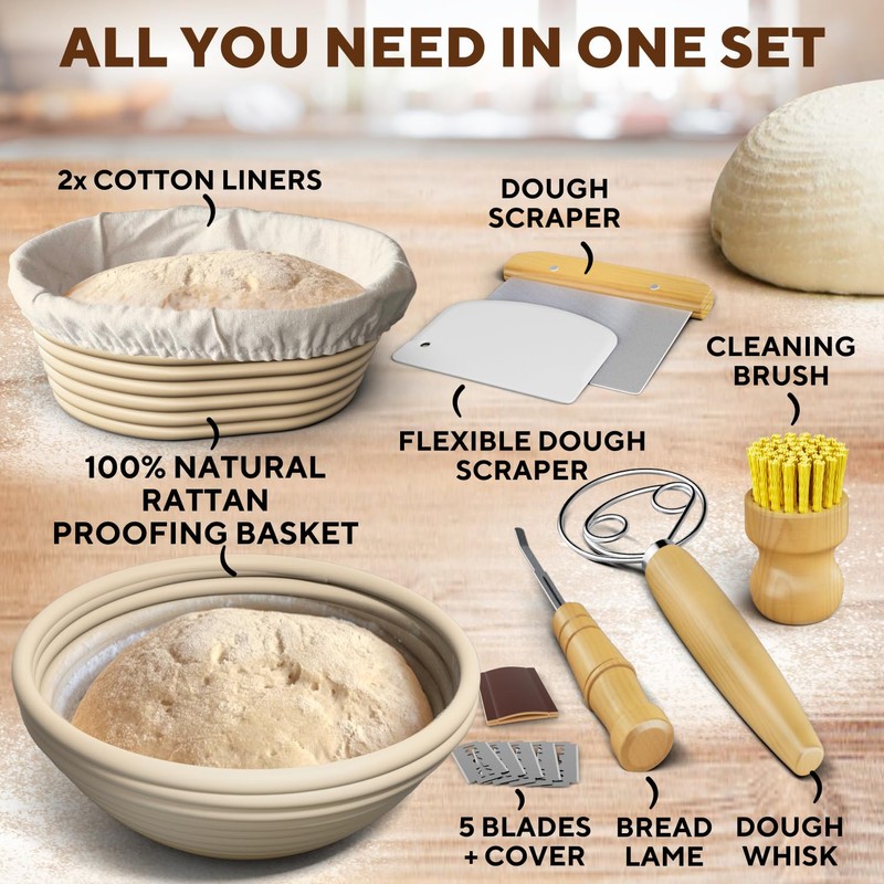 Complete Bread Proofing Baskets Set - Premium Quality Kit for