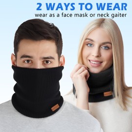 HONGTEYA Neck Gaiters for Men, Winter Neck Warmer Face for Men & Women,Thick Windproof Warm Lined Ski Mask