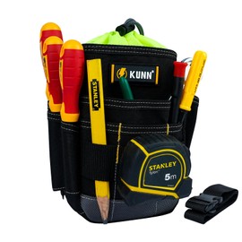 KUNN Tool Pouch with Belt Clip - Adjustable 1.5-Inch Belt Tool Belt Bag for Organizer Tools - Electrician,Maintenance,HVAC,Contractor,Grey