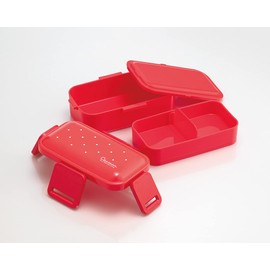 Skater PFLW4AG-A Ag+ Silver Ion, Antibacterial, Fluffy, Dome-Shaped Lid, 2-Tier Lunch Box, 20.3 fl oz (600 ml), Casmine, Red