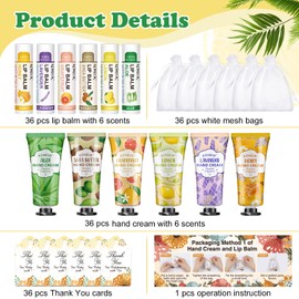 KONEUK 36 Pack Hand Cream Bulk and Lip Balm Bulk Sets, Wedding Welcome Bag Stuffers and Bridal Shower Favors for Guests, Christmas Stocking Stuffers Gifts, Thank You Gifts for Women