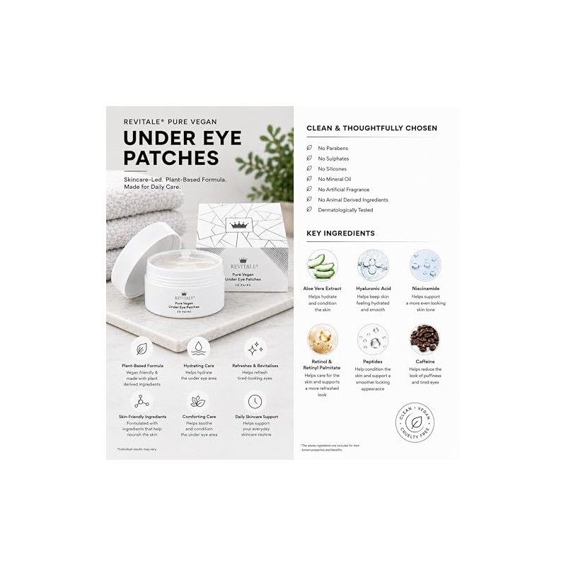 Revitale Hyaluronic Acid & Peptides Pure Under Eye Patches (Jar,