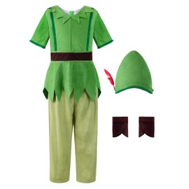 ReliBeauty Halloween Costume for Kids Boys and Girls Cosplay Outfit Kids Costume Christmas Party Performance with Hat Green 110