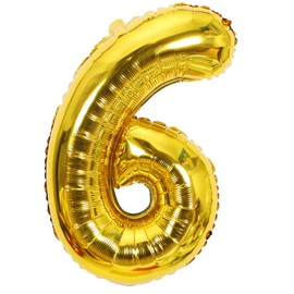 40 Inch Large Gold Helium Foil Number Balloons 0-9 Birthday Party Celebration Decorations Party Supplies (Number 6)