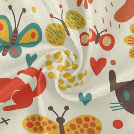 JUMBEAR Round Tablecloth Polyester Circular Table Cloth Beautiful Water Resistant Spill Proof Large Table Cover for Dining Kitchen Party 60inch (cat)