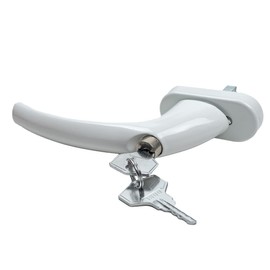FELGNER Lockable window handle "Miami", high-quality aluminium handle, window knob with zinc core, locking even with vertical ventilation position, F9016 white, includes 2 keys