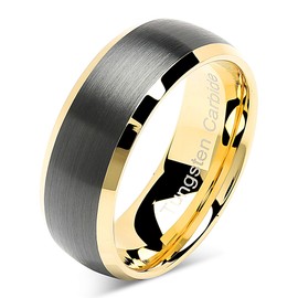Tungsten Rings For Men Women Wedding Band Black Matte Gold Dome Edge Sizes 6-16 (Tungsten, 9)