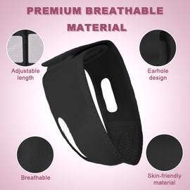 Sopurrrdy Reusable V Line Face Lifting Mask Adjustable Chin Strap Reduce Double Chin, Slim Jawline & Contour V-Line Lift Black