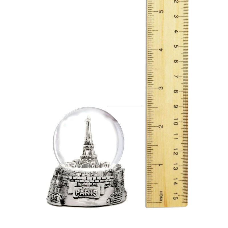 Mini Silver Paris Eiffel Tower Snow Globe, (2.5 Inches Tall)