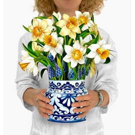 UKKQES Paper Pop Up Cards, English Daffodils，12 inch Life Sized Forever Flower Bouquet 3D Popup Greeting Cards with Note Card and Envelope (Daffodils)