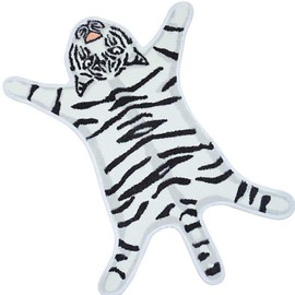 Tiger Print Rug?Faux Tiger Non-Slip Bathroom Door Mat Area Rugs for Home Decor Animal Print Rug Carpet Suit for Kids Room ?Bedroom Machine-Washable Bath Mats (White)