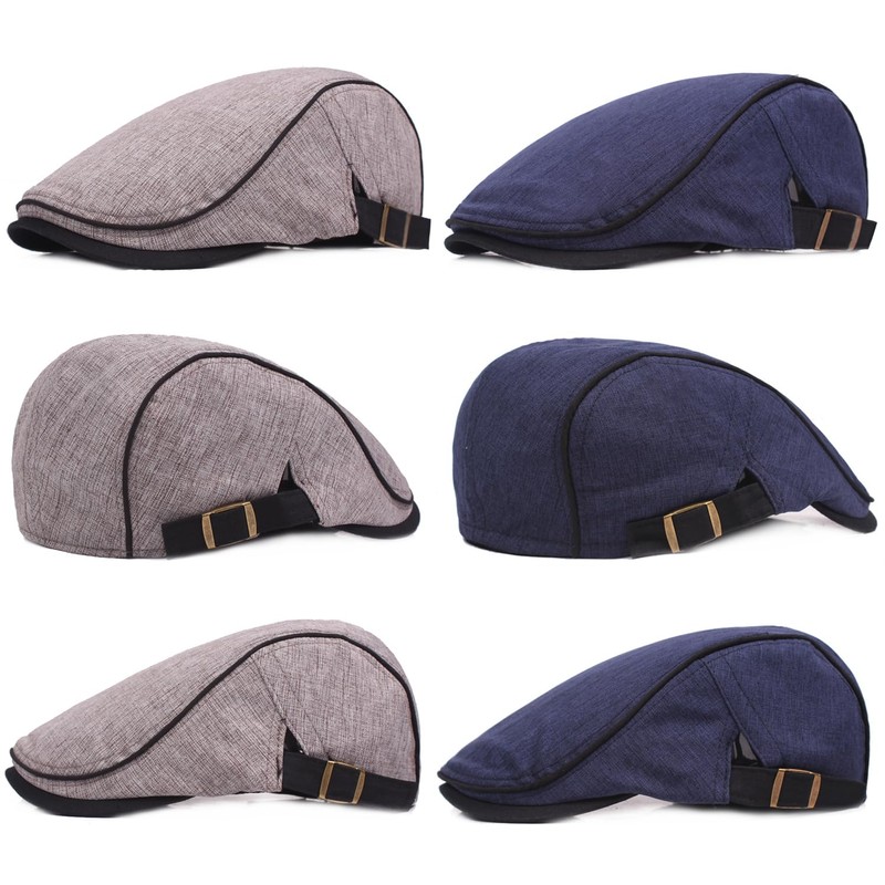 HNJKJEU Peaked Caps for Men Flat Cap Adjustable Cotton Flat