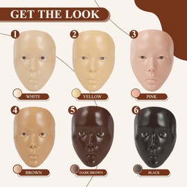 5D Makeup Practice Face Board, Makeup Practice Accessories Set with Face Painting Mannequin Head, Makeup Brushes, Face Painting and 2-in-1 Dual-Ended Eyebrow Pen, Makeup Practice Gift, Dark Brown