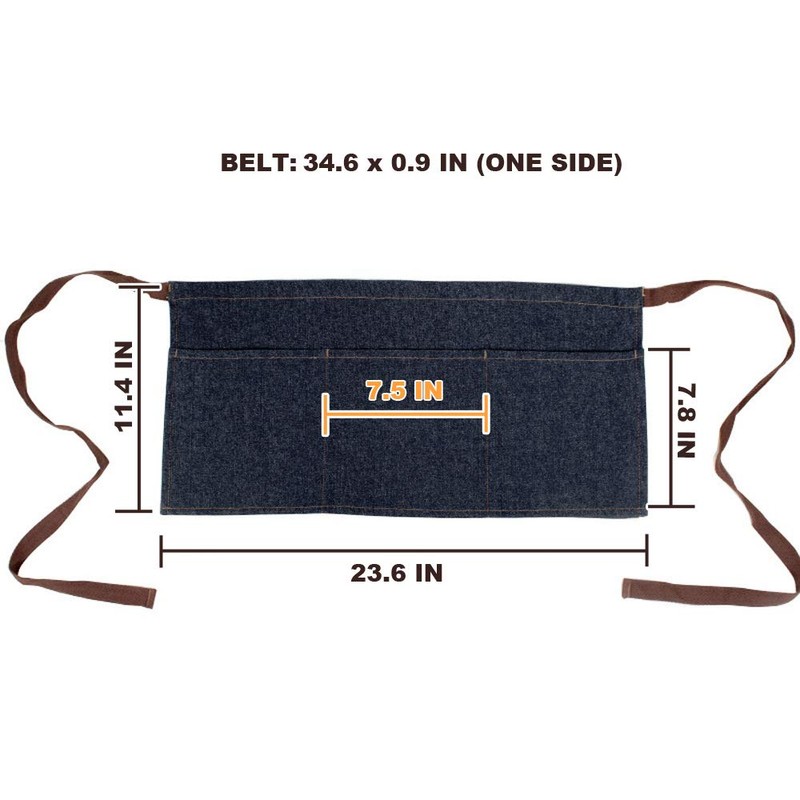 CHENGZI Unisex Denim Waist Apron Short Apron Stylish and Durable