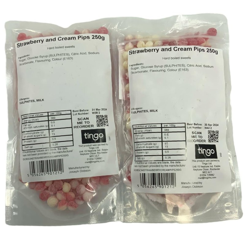 Joseph Dobson Strawberry and Cream Pips (500g Bag)