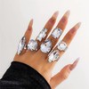 DZSYJKTM Sparkly Silver Chunky Crystal Rings Set for Women, Statement
