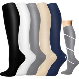 Hi Clasmix 5 Pairs Plus Size Compression Socks for Women&Men-20-30mmhg Wide Calf Best for Circulation,Pregnancy,Media,Nurse,Running