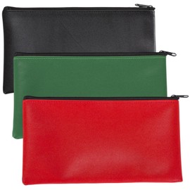 Alicer Pack of 5 PU Leather Wallet Bank Wallet Wallet Document Bag Case with Zip and Window Also Pen Case Cosmetic Bag 27 x 15 cm (5 Colours), Black + red + green, Minimal