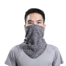 Neck Gaiter Warmer Soft Fleece Face Mask for Cold Weather Winter Outdoor Sports Ski Keep Warm (Gray+Dark Blue)