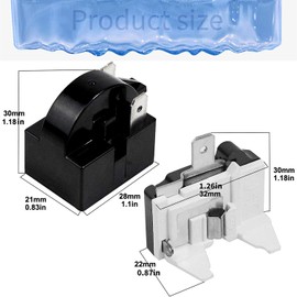 Greluma 1 Pcs 2 Pin 15ohm Starter Relay, 1 Pin Refrigerator Starter Relay and 1/6 HP 125W Refrigerator Overload Protector, Compatible with Refrigerator Compressor