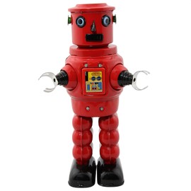 Superfreak Robot - Mechanical Roby Robot - Red - Tin Robot - Retro Tin Toy
