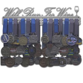 Allied Medal Hangers - Will Run for Wine (18" Wide with 3 Hang Bars) - Medal Hanger Holder Display Rack - Multiple