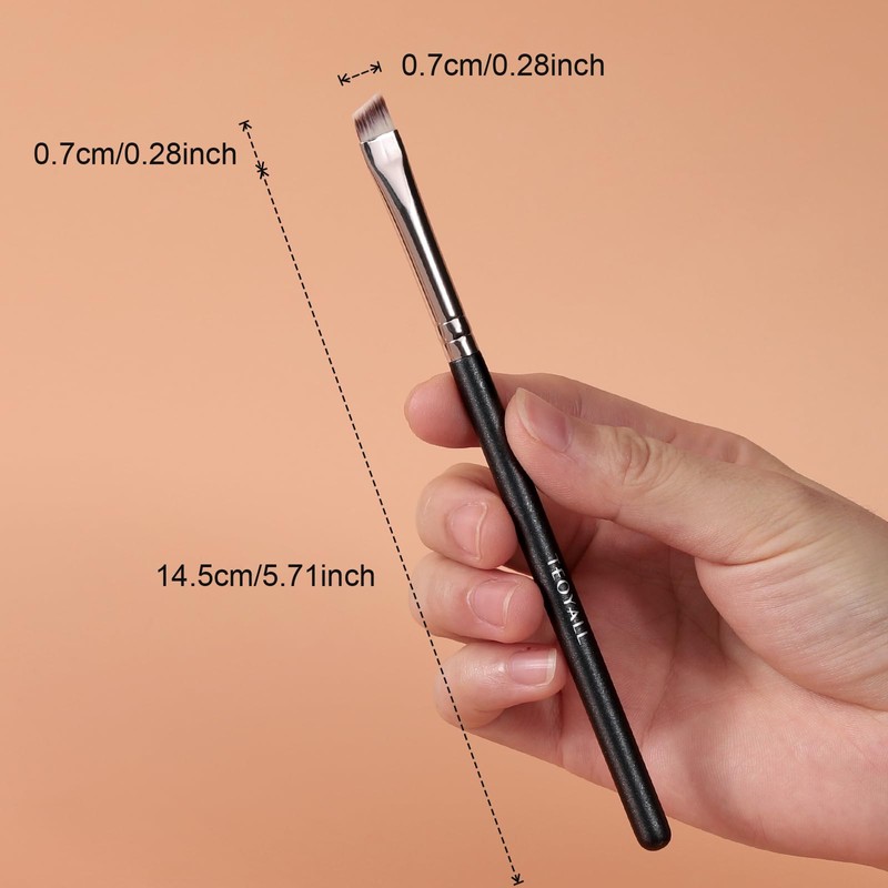 TEOYALL Flat Angled Eyeliner Brush, Soft Thin Slanted Synthetic Bristles